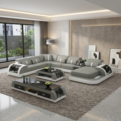 U-shaped living landscape corner sofa coffee table sideboard design living landscape 3-piece set.