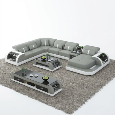 U-shaped living landscape corner sofa coffee table sideboard design living landscape 3-piece set.