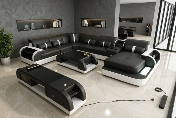 Corner sofa upholstery corner sofa U shape coffee table sideboard leather sofa living landscape new