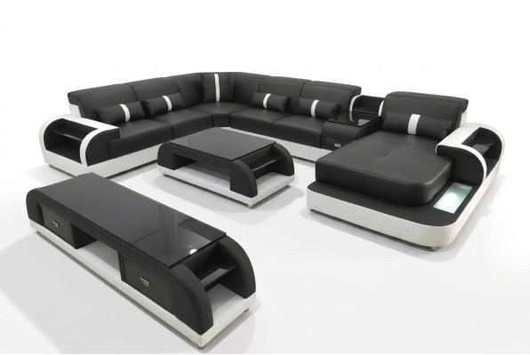 Corner sofa upholstery corner sofa U shape coffee table sideboard leather sofa living landscape new