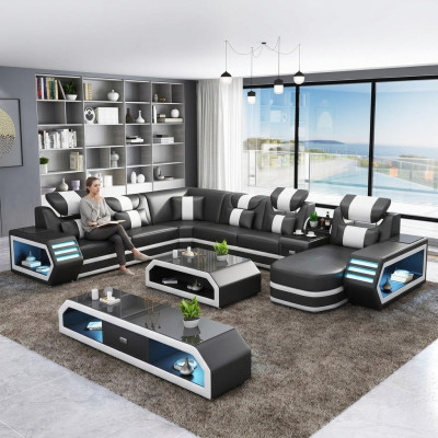 Upholstered Corner Sofa Unusual Living Landscape Corner Set Couches Sofas USB LED