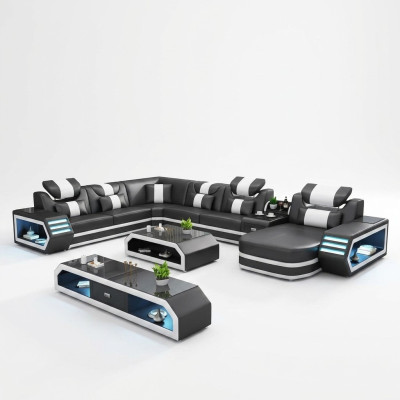 Upholstered Corner Sofa Unusual Living Landscape Corner Set Couches Sofas USB LED