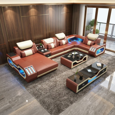 Unique living landscape corner sofa upholstered corner set couches sofas USB LED