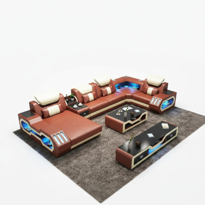 Unique living landscape corner sofa upholstered corner set couches sofas USB LED