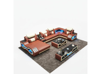 Unique living landscape corner sofa upholstered corner set couches sofas USB LED