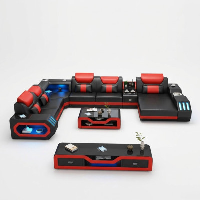 Design big sofa with USB corner sofa couch landscape U-shape leather textile corner