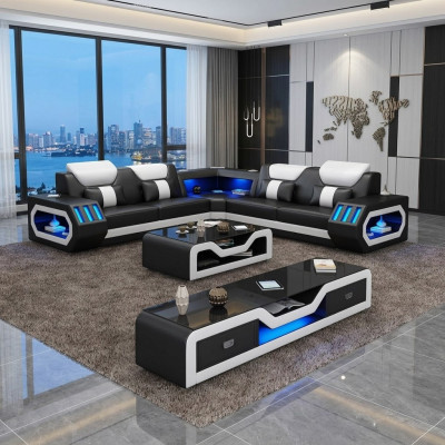 Corner sofa upholstered corner sofa L shape coffee table sideboard leather sofa living room landscape new