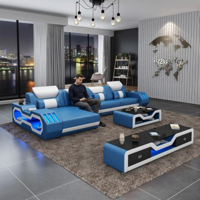 Designer living landscape upholstery L-shaped corner sofa corner suite sofa couch corner LED