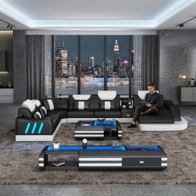 Corner sofa U-shape coffee table upholstery suite living landscape design corner sofa leather