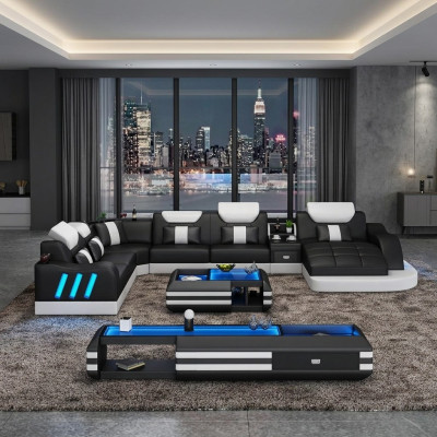 Corner sofa U-shape coffee table upholstery suite living landscape design corner sofa leather