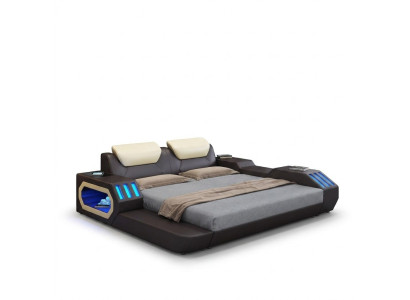 Luxury design bed frame bed leather beds USB luxury double hotel upholstered bed
