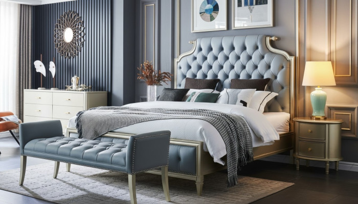A high-quality designer bed in Chesterfield style for your bedroom