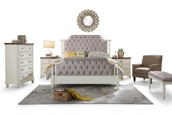Bedroom set bed 2x bedside table 3-piece. Beds founder time luxury Chesterfield