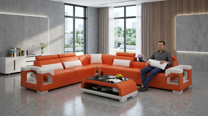 Modern leather sofa couch upholstery corner unit corner sofas sofa couches corner sofa + USB
