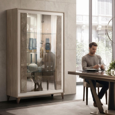 Sideboard Luxury Display Cabinet Glass Cupboard Modern Style Italian Furniture