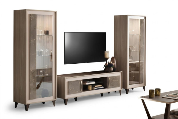 Design living room wall sideboard 2x cabinet TV stand lowboard sideboard 3-piece set vitrine.
