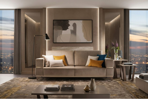 3-seater sofa couch modern luxury upholstered seat sofas textile beige arredoclassic