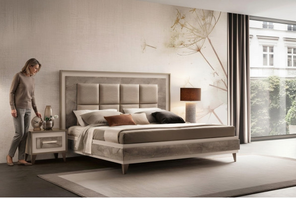 Bedroom 3-piece set: Bed, 2 Nightstand Consoles, Hotel Beds, ArredoClassic