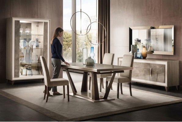 Dining Room Set Suite Dining Table Display Cabinet Sideboard Mirror 4-piece Set arredoclassic