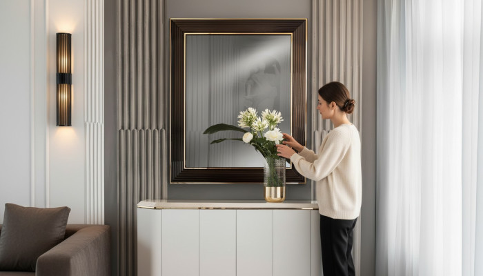 Wall mirror wood frame mirror furniture arredoclassic 100x120cm wood frame wall