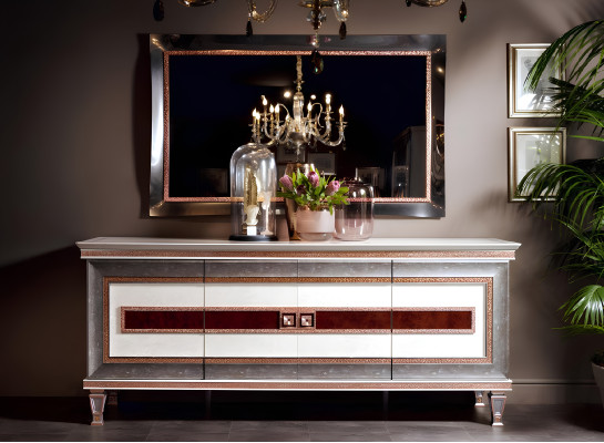 Sideboard with mirror wooden furniture sideboard luxury furniture 2-piece set arredoclassic