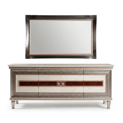 Sideboard with mirror wooden furniture sideboard luxury furniture 2-piece set arredoclassic