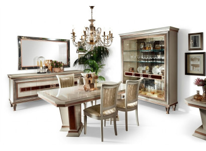 Dining table, 4x chairs, display cabinet, dresser, 8-piece dining room set group ensemble table new