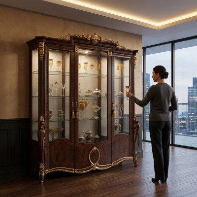 Luxury display cabinet living room furniture cabinet glass vitrines designer cabinets sideboard