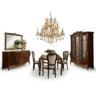 Dining table 4x chairs display cabinet sideboard 8-piece dining room set group suite table