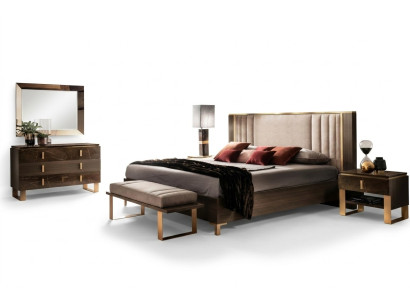 Bedroom set, 5-piece. Design modern luxury furniture, new bed, nightstand, dresser.