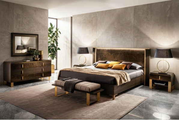 Bedroom set bed 2x nightstand dresser beds double hotel upholstered 6-piece.