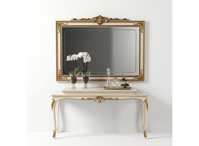 Wall mirror with wood frame, golden mirror, hanging mirror, wall mirror for living room, new.