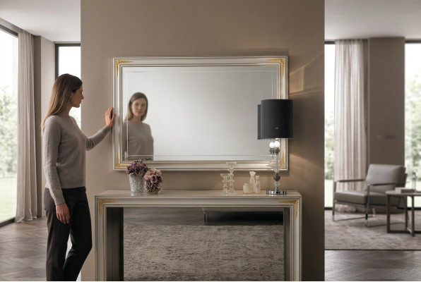 Mirror, wall mirror, hallway mirror, rectangular wood wall decoration, little mirror, baroque.