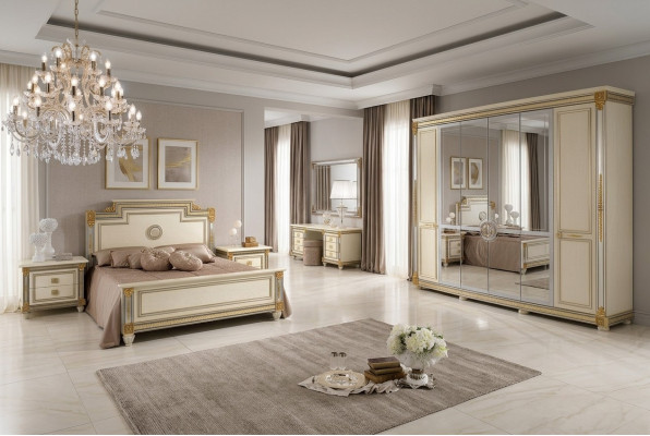 Bedroom Set Design Modern Luxury Furniture Bed 2x Nightstand 7 pcs. Italy New