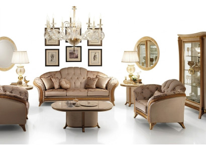 Sofa set 321 seater 2x side table coffee table display cabinet 7-piece living room set