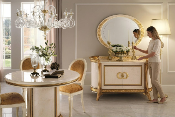 Baroque Style Furniture 2-piece Set Dresser with Mirror Luxury Wood Italian Furniture New