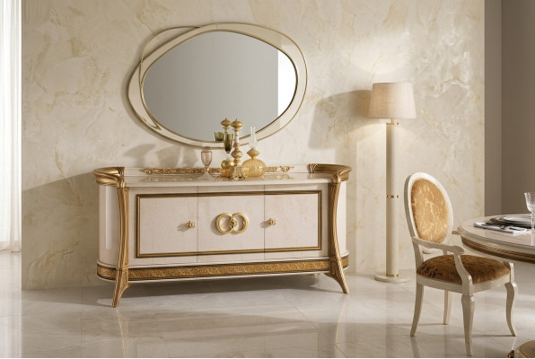 Designer chest of drawers, sideboard, dresser, shelf, wood cabinet, Italy, new