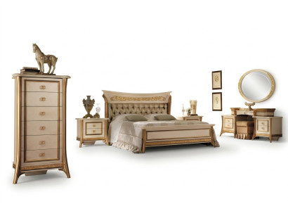 Bedroom set bed, nightstand, dresser, mirror, stool new 7-piece Baroque Rococo