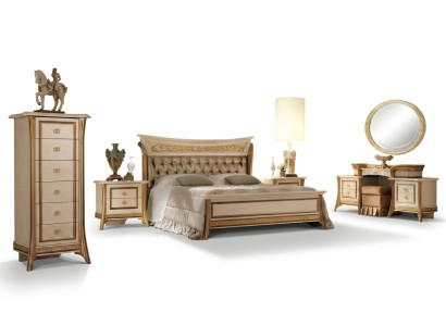 Classic designer wood bed, bedroom, noble upholstered furniture, double beds, new
