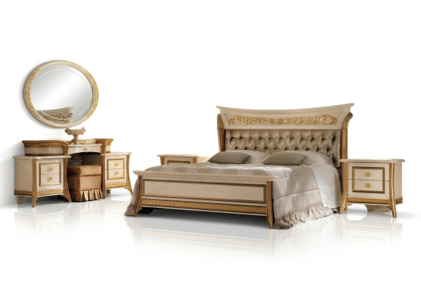 Bed 2x Nightstand Design Classic Bedroom 3-piece Luxury Bed Set Furniture