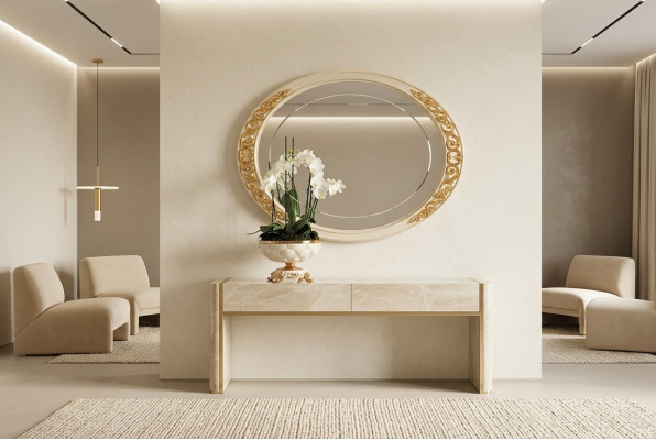 Design mirror wall mirror real wood frame hanging mirror luxury furniture baroque