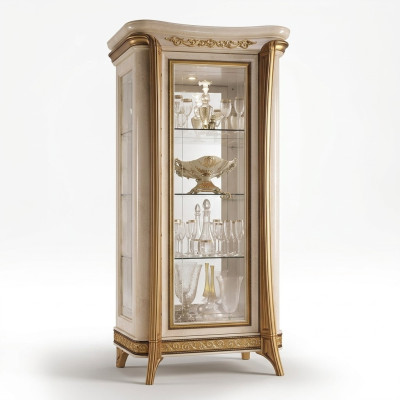 Luxury Display Window Cabinet Glass Classic Style Furniture Shelf ITALY NEW
