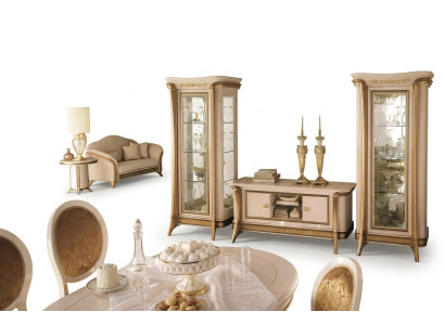 Living room furniture set, living room sideboard, 2x display cabinet, 3-piece wall unit, arredoclassic