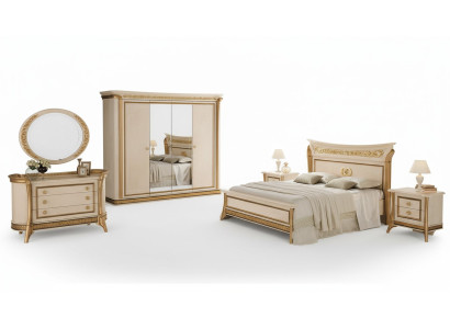 Bed, 2x Nightstands, 3-piece Bedroom Set, Modern Furniture, New ArredoClassic Beds