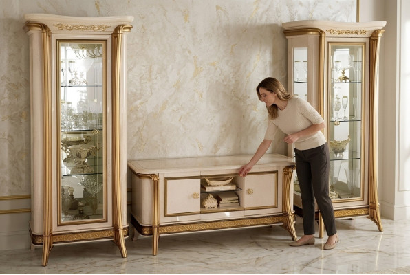Living room sideboard 2x showcase 3-piece wall unit furniture arredoclassic set design
