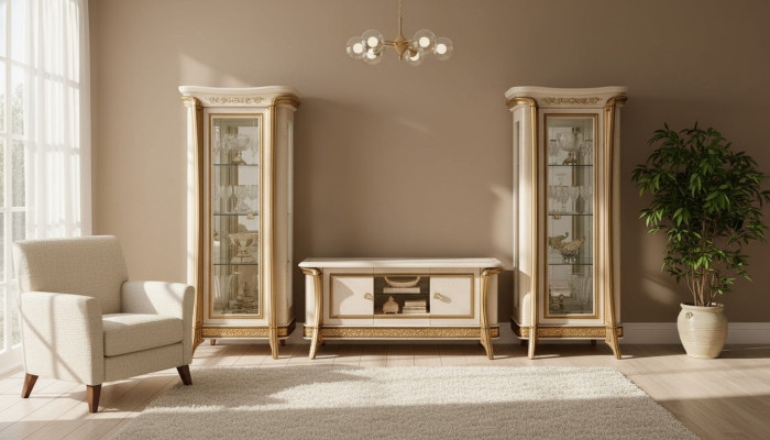 Living room sideboard 2x showcase 3-piece wall unit furniture arredoclassic set design