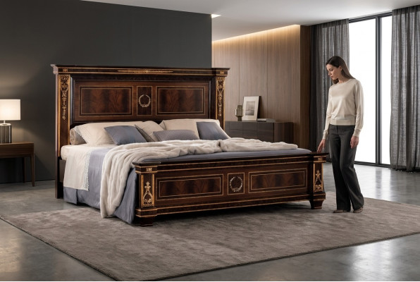 Bedroom Hotel Beds Double Bed Design Wood 180x200cm Furniture arredoclassic
