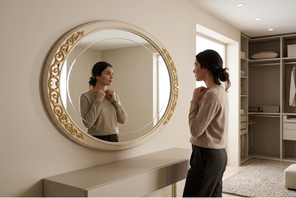 Design mirror wall mirror wood frame hanging mirror luxury Italian furniture