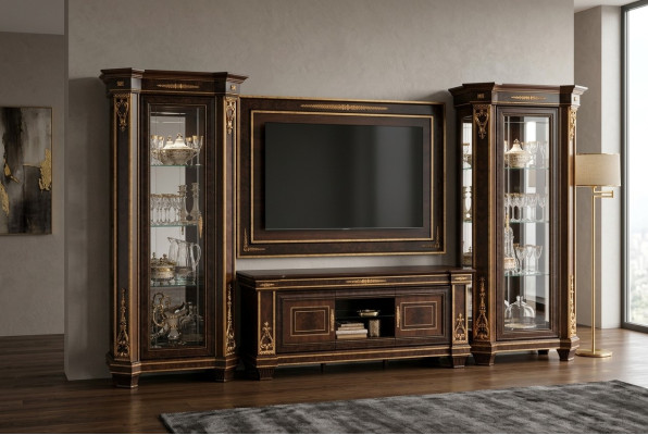Living room complete set living room combination 4 pieces. Wooden wall unit 2x showcase new