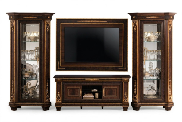 Living room complete set living room combination 4 pieces. Wooden wall unit 2x showcase new